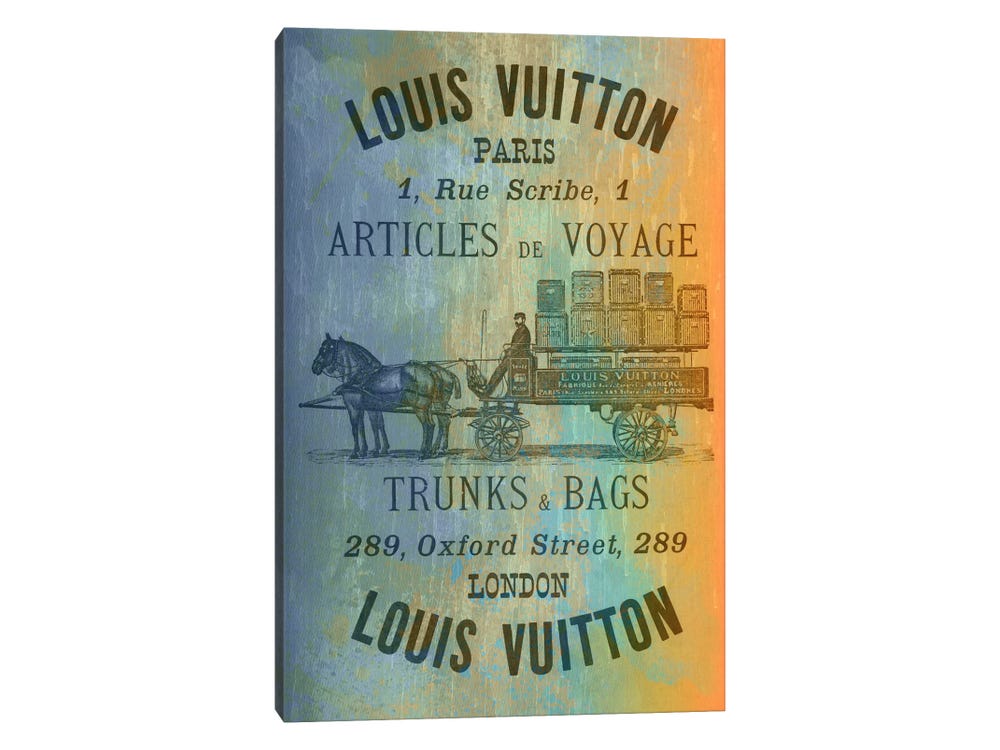 5by5collective Canvas Wall Decor Prints - Vintage Woodgrain Louis Vuitton Sign 3