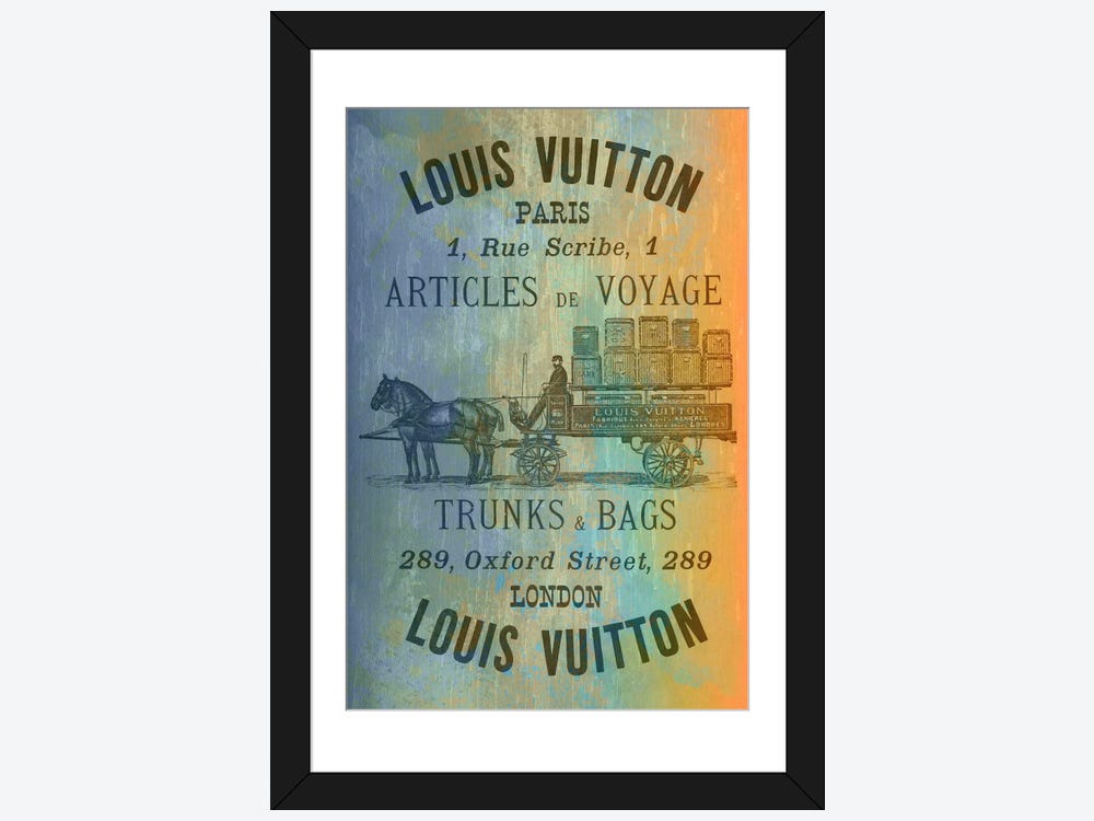 Framed Poster Prints - Vintage Woodgrain Louis Vuitton Sign 4 by 5by5collective ( Fashion > Historical Fashion art) - 32x24x1