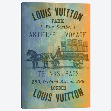 Vintage Woodgrain Louis Vuitton Sign 2 Canvas Print #ICA138} by 5by5collective Canvas Wall Art