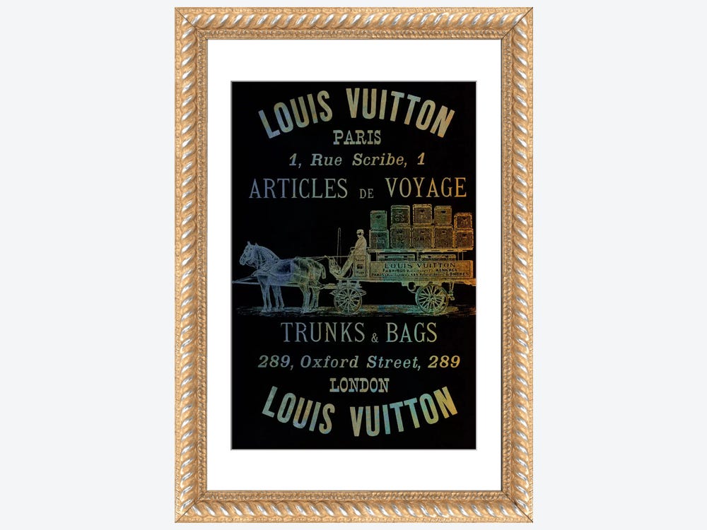 Framed Poster Prints - Vintage Woodgrain Louis Vuitton Sign 4 by 5by5collective ( Fashion > Historical Fashion art) - 32x24x1