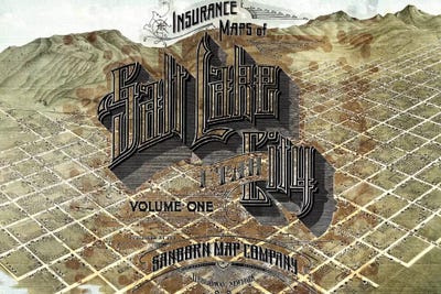 Vintage Salt Lake City, Utah Map by 5by5collective canvas print