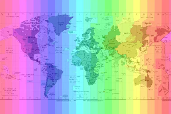 Globes: Rainbow Earth Time Zone Map by 5by5collective