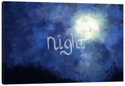 Night Sky Canvas Art Print - Blue & White Art