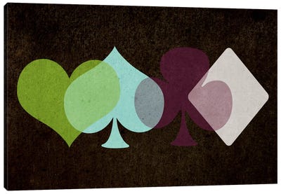 Overlapping Card Suits Canvas Art Print - Gambling Art