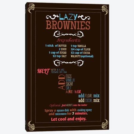 Lazy Brownie Recipe Canvas Print #ICA163} by Unknown Artist Canvas Art Print