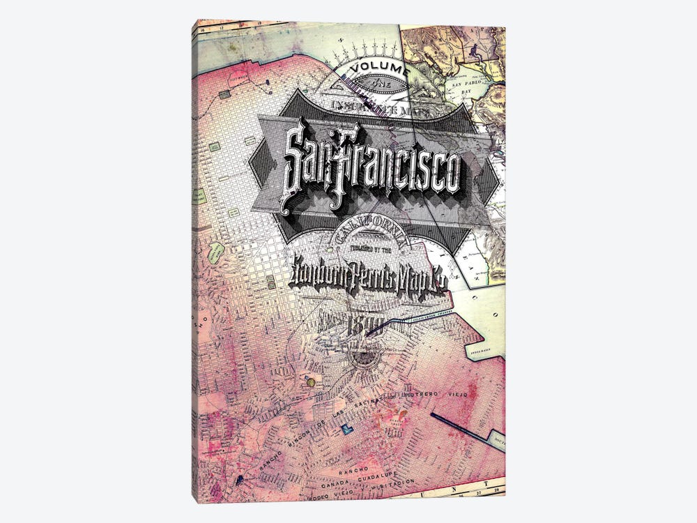 San Fransisco Vintage Map by 5by5collective 1-piece Canvas Art Print