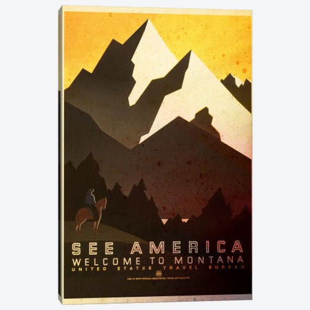 See America, Welcome to Montana Canvas Print #ICA167} by Unknown Artist Canvas Art