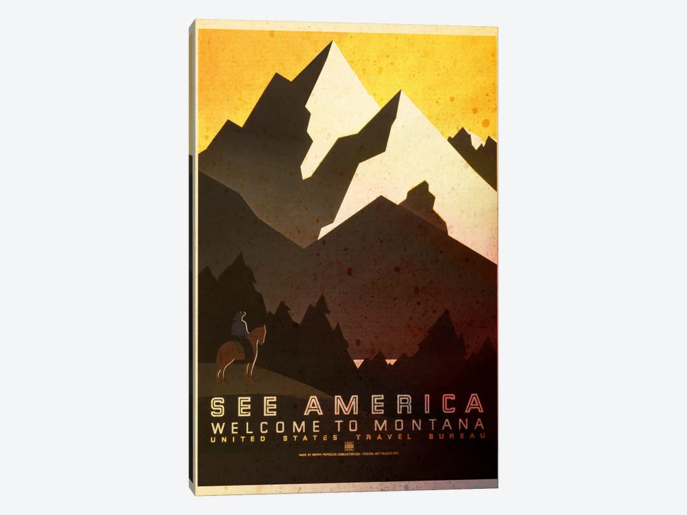 See America, Welcome to Montana by Unknown Artist 1-piece Canvas Artwork