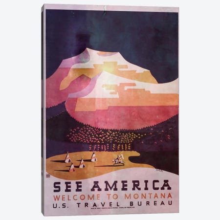 See America, Welcome to Montana 2 Canvas Print #ICA169} by 5by5collective Canvas Art Print