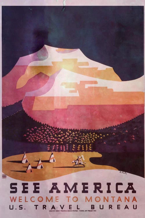 See America, Welcome to Montana 2 by 5by5collective wall art