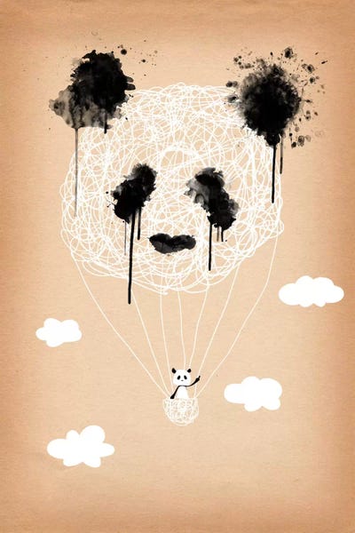 Panda Hot Air Balloon by 5by5collective framed canvas print