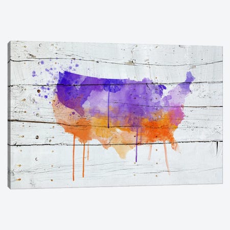 US Wooden Water Color Map Canvas Print #ICA188} by 5by5collective Canvas Print