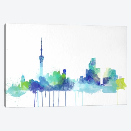 Toronto Watercolor Skyline Canvas Print #ICA189} by 5by5collective Canvas Print