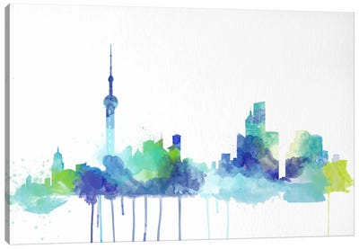 Toronto Watercolor Skyline Canvas Art Print - Watercolor Terrain 