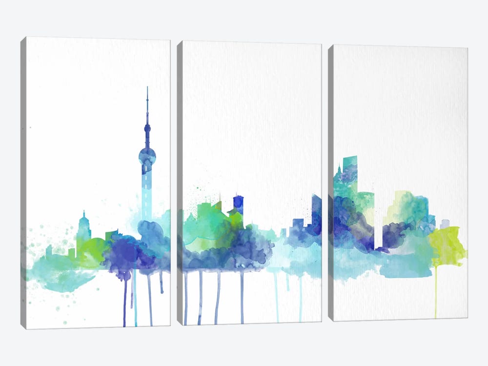 Toronto Watercolor Skyline by 5by5collective 3-piece Canvas Art
