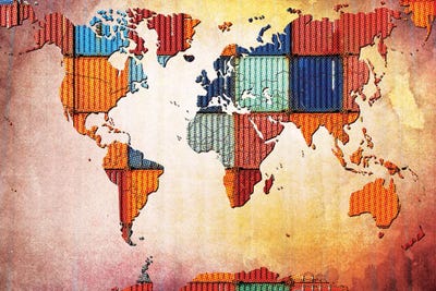 Tile World Map by 5by5collective gallery poster