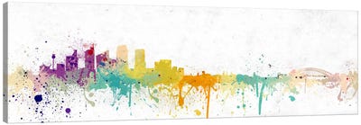 Pittsburgh Watercolor Skyline Canvas Art Print - Panoramic Cityscapes