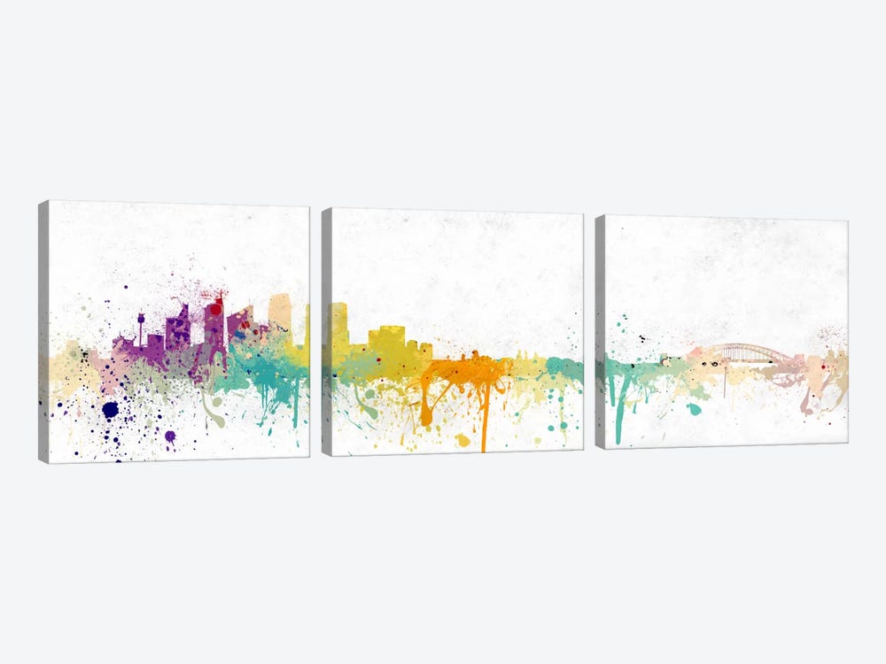 Pittsburgh Watercolor Skyline by 5by5collective 3-piece Canvas Wall Art