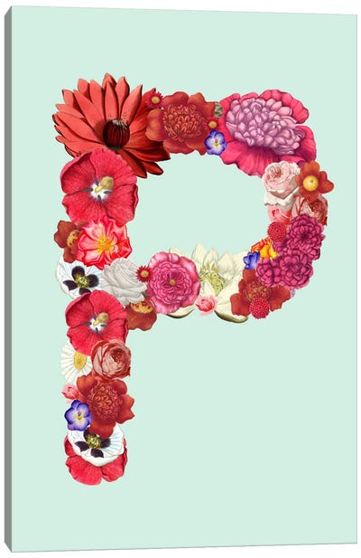 P for Flower Power Canvas Art Print - Alphabet Art