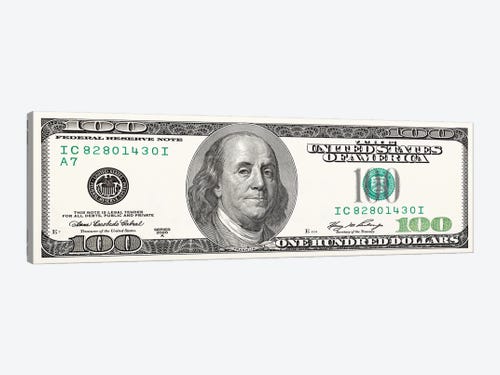 One Hundred Dollar Bill Canvas Art By 5by5collective Icanvas