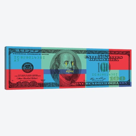 Hundred Dollar Bill - Color Block I Canvas Print #ICA2222} by 5by5collective Canvas Art Print