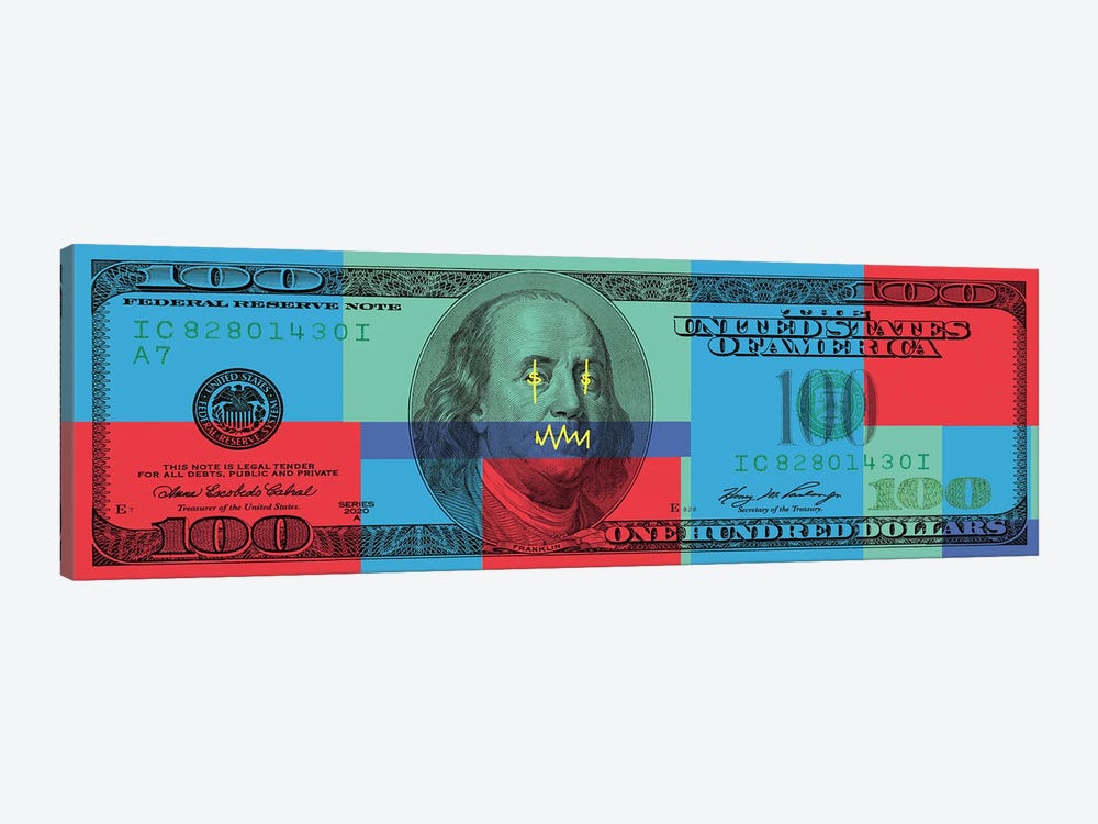 Hundred Dollar Bill - Color Block I by 5by5collective 1-piece Canvas Art