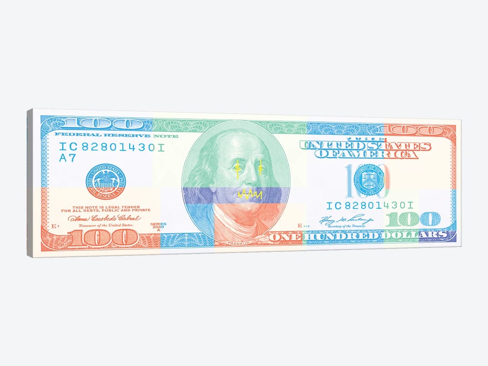 Hundred Dollar Bill - Color Block II by 5by5collective 1-piece Art Print