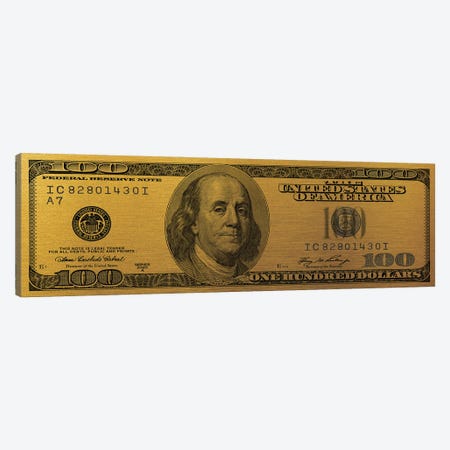 Hundred Dollar Bill - Gold Canvas Print #ICA2224} by 5by5collective Canvas Art
