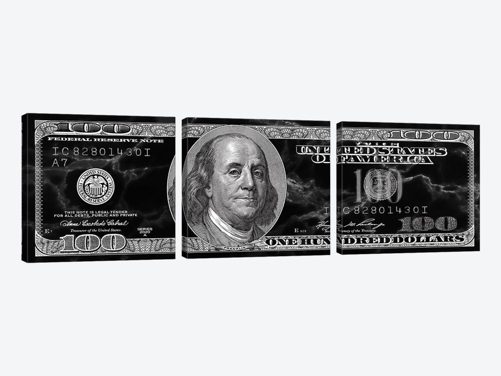 Hundred Dollar Bill - Marble by 5by5collective 3-piece Canvas Art Print