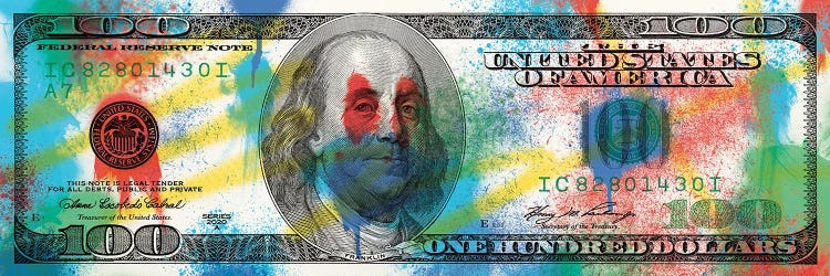 Hundred Dollar Bill - Spray Paint by 5by5collective wall art