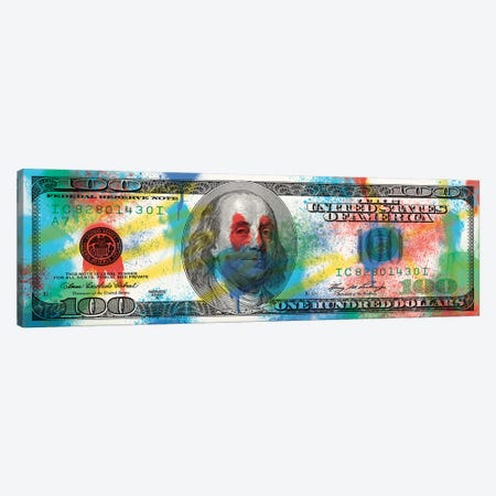 Hundred Dollar Bill - Spray Paint Canvas Print #ICA2226} by 5by5collective Canvas Art