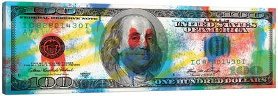 Hundred Dollar Bill - Spray Paint Canvas Art Print - Educational Art