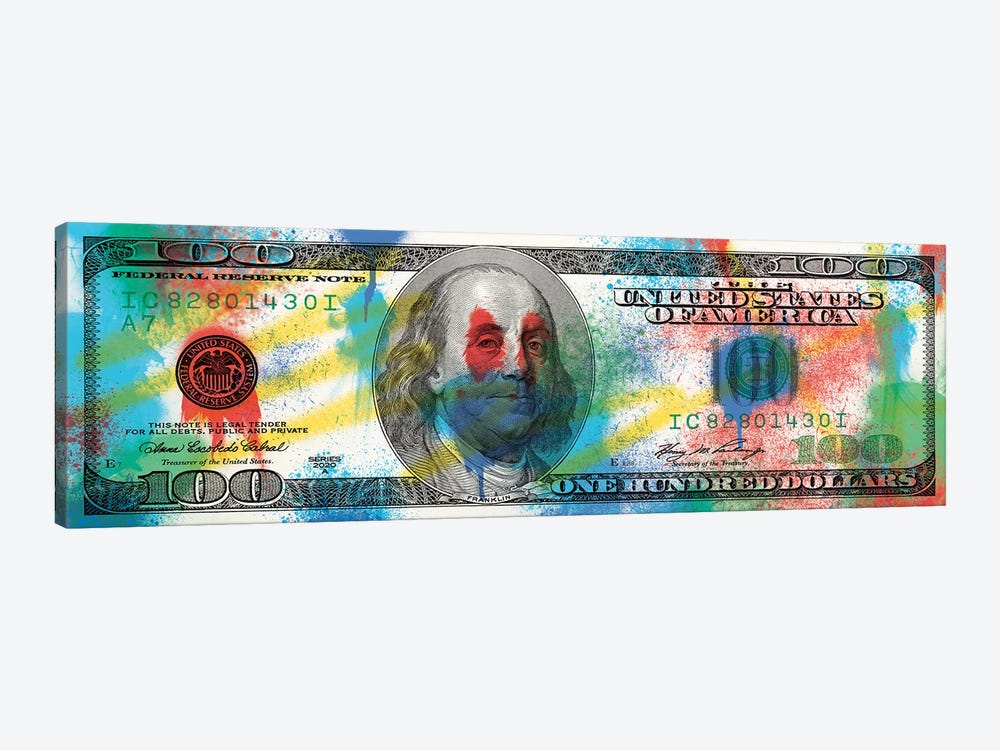Hundred Dollar Bill - Spray Paint 1-piece Canvas Art