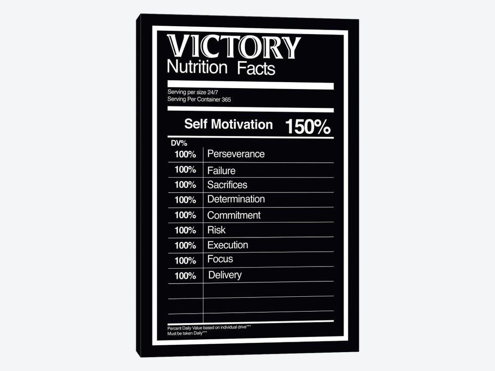 Nutrition Faces Victory - BW by 5by5collective 1-piece Canvas Art