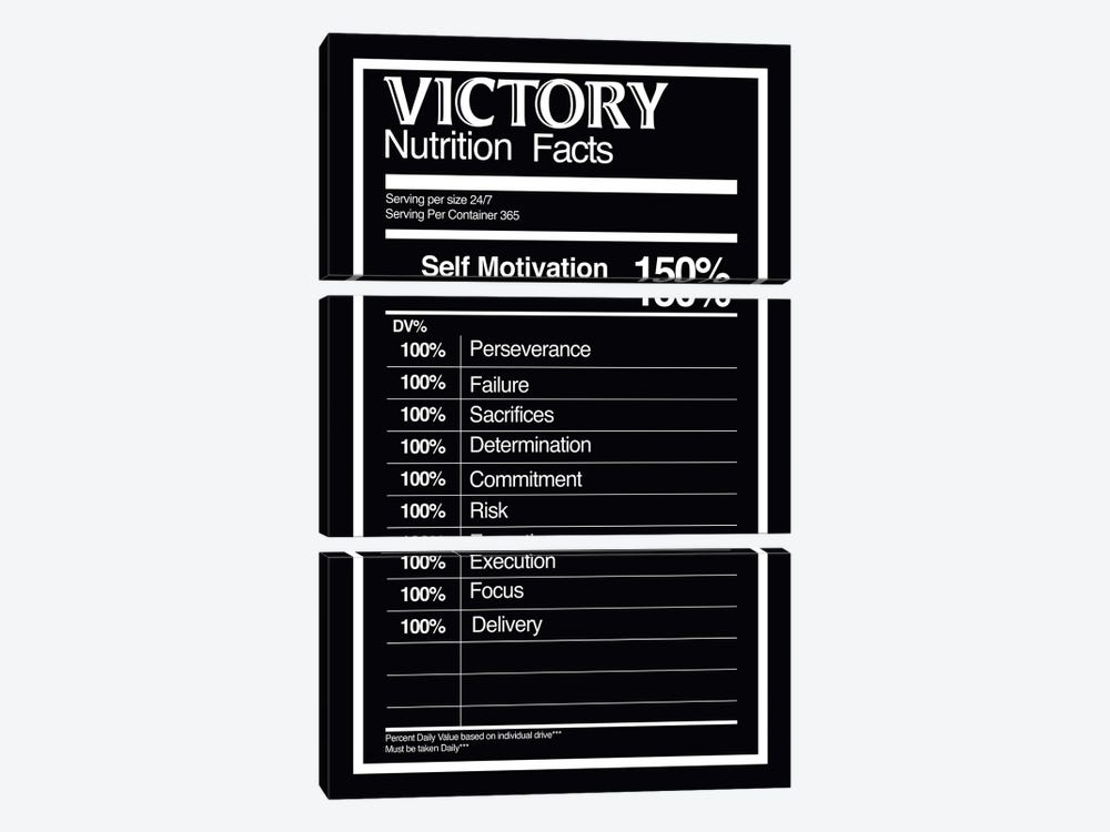 Nutrition Faces Victory - BW by 5by5collective 3-piece Canvas Artwork