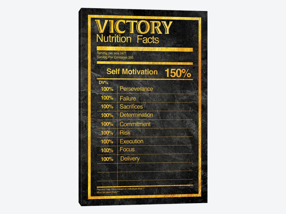 Nutrition Faces Victory - Gold by 5by5collective 1-piece Canvas Print
