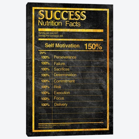 Nutrition Facts Success - Gold Canvas Print #ICA2231} by 5by5collective Canvas Art