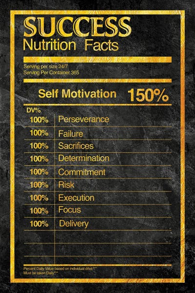 Inspirational Office: Nutrition Facts Success - Gold by 5by5collective