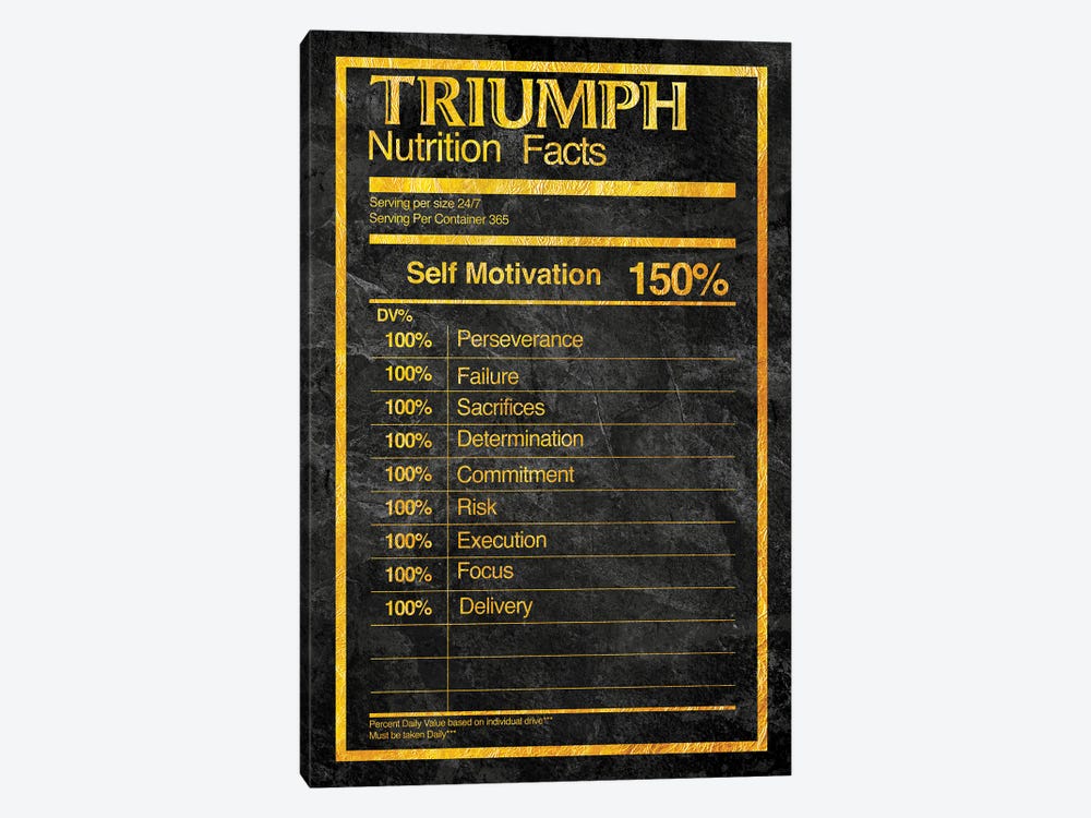 Nutrition Facts Triumph - Gold by 5by5collective 1-piece Canvas Artwork