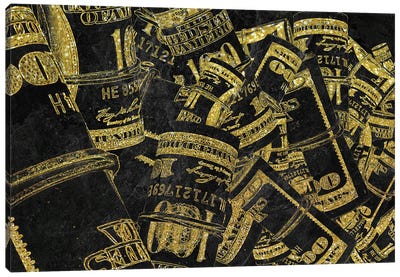 Rolled Up Bills - Gold Canvas Art Print - Motivational
