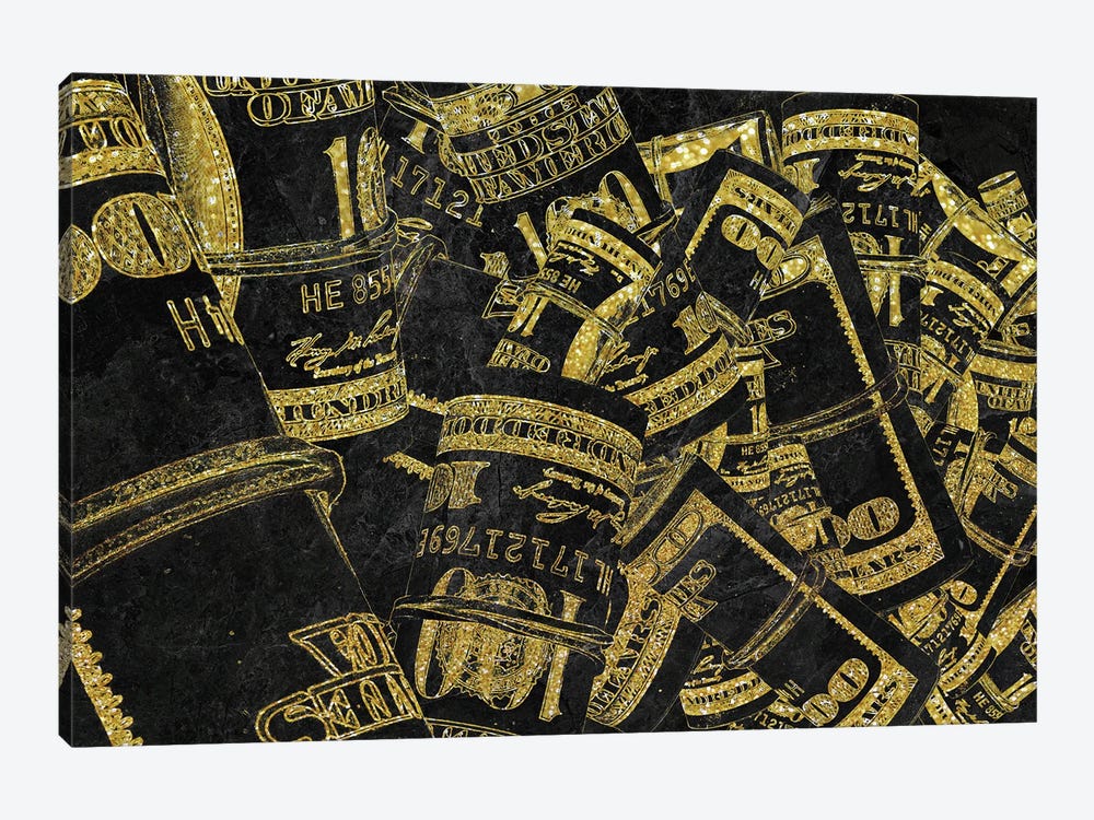Rolled Up Bills - Gold by 5by5collective 1-piece Art Print