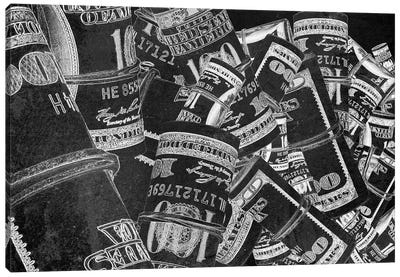 Rolled Up Bills - Silver Canvas Art Print - Money Art
