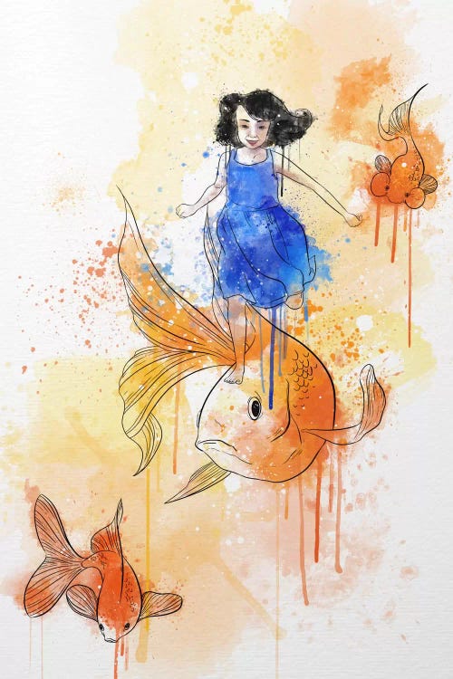 Koi and Young Girl by 5by5collective wall art