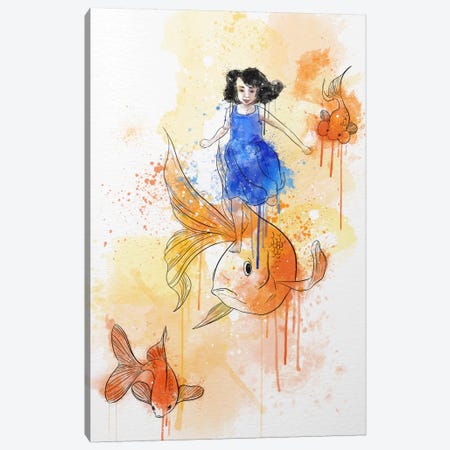 Koi and Young Girl Canvas Print #ICA232} by 5by5collective Art Print