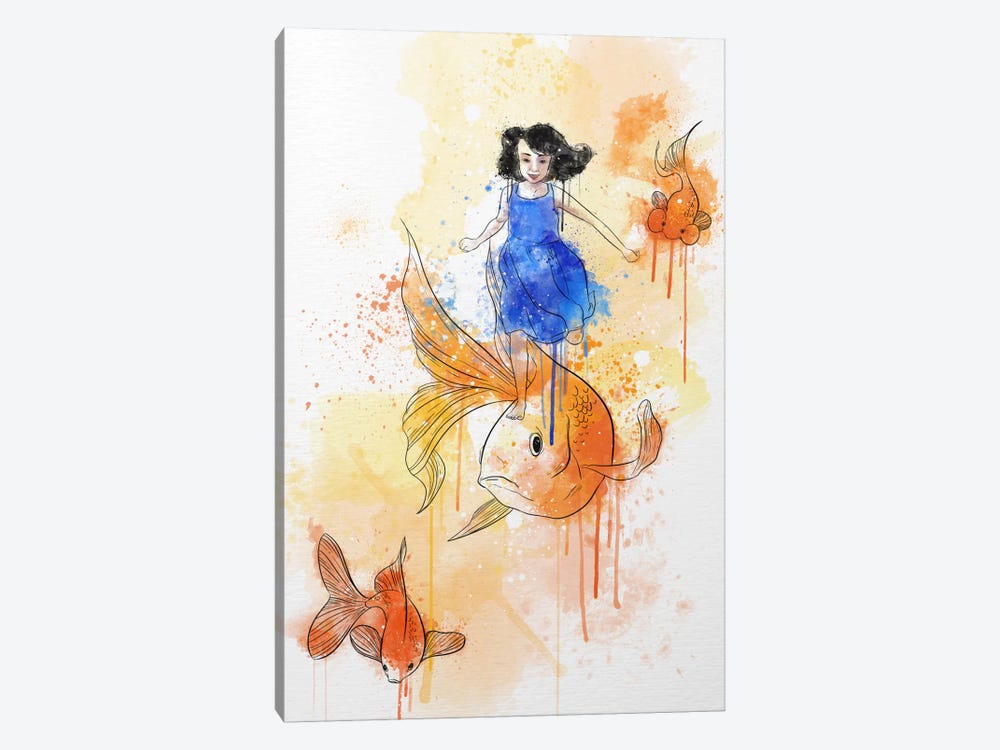 Koi and Young Girl by 5by5collective 1-piece Canvas Artwork