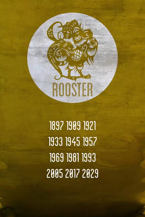 Rooster Zodiac by 5by5collective wall art