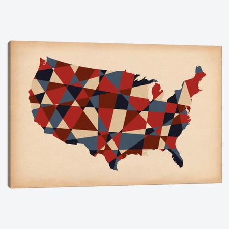 Geometric Red, White, and Blue Canvas Print #ICA238} by Unknown Artist Art Print