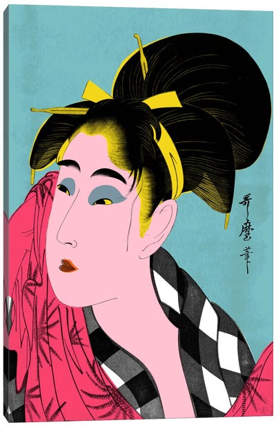 Pop Woodblock Art Canvas Art Print - Geisha