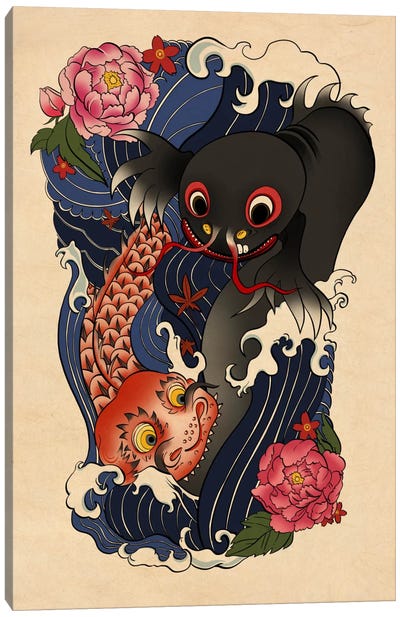 Dragons and Eels Canvas Art Print - Kids Fantasy Art