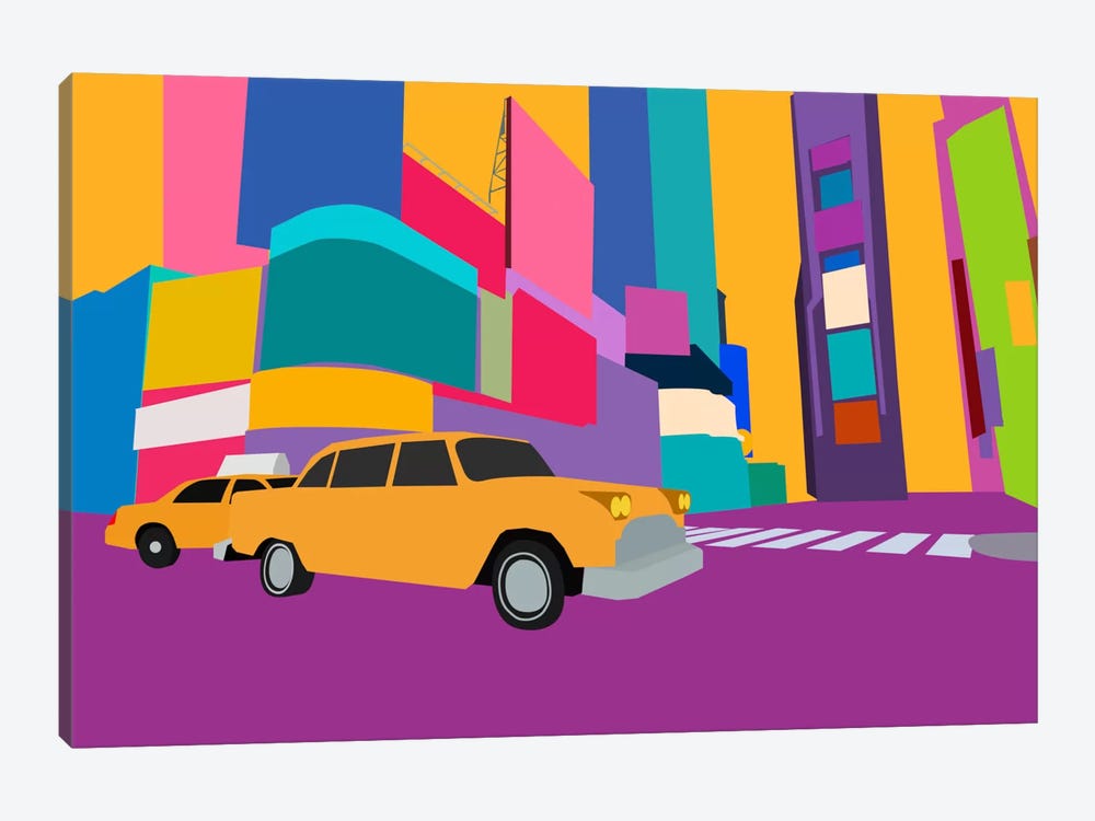 Neon Block NYC Taxi by Unknown Artist 1-piece Canvas Wall Art